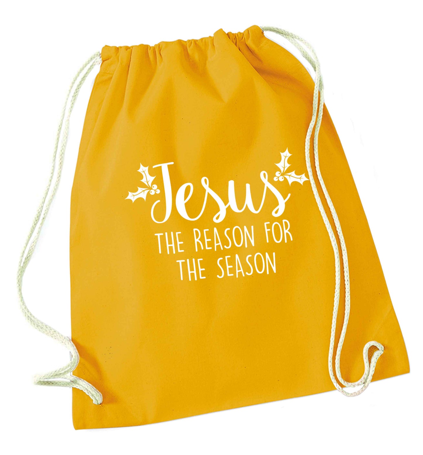 Jesus the reason for the season mustard drawstring bag