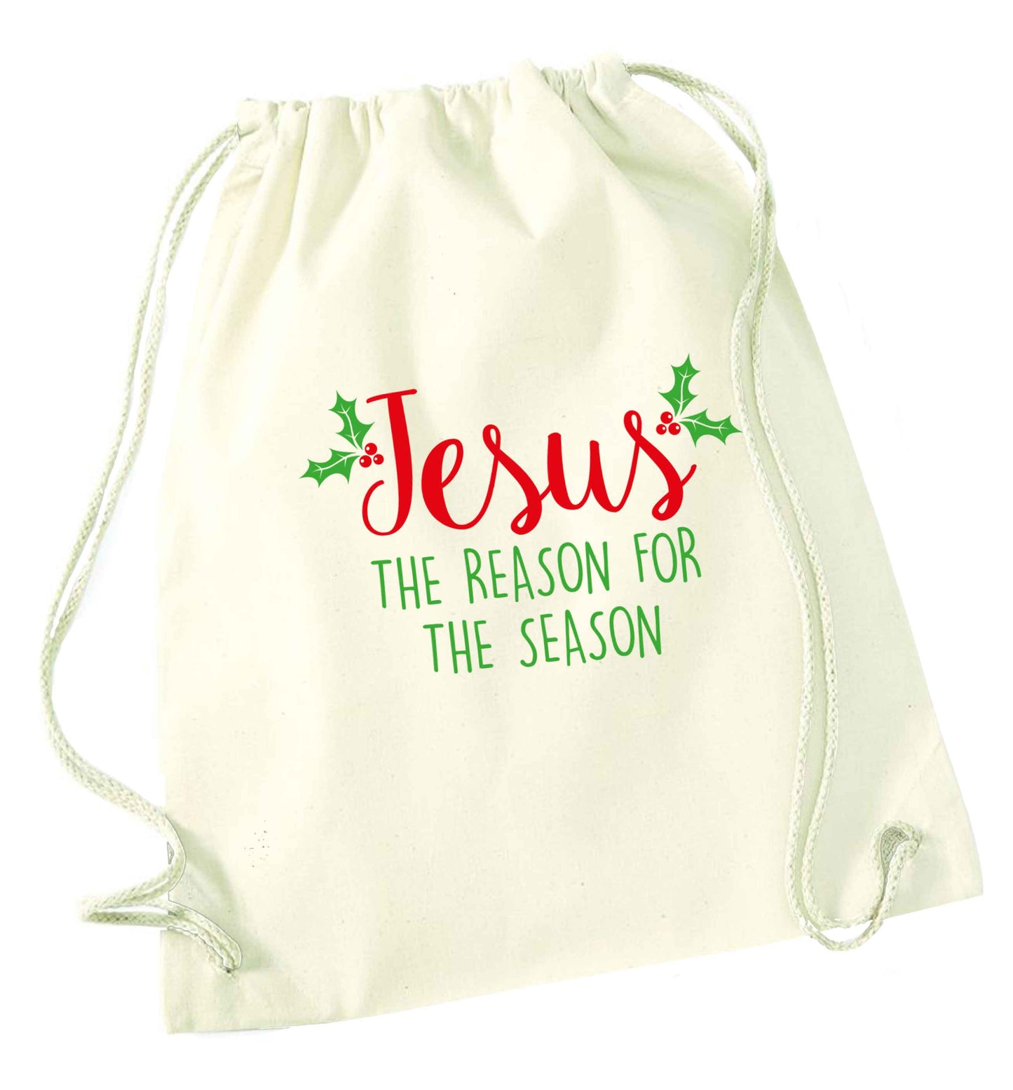 Jesus the reason for the season natural drawstring bag