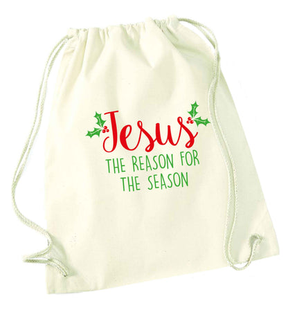 Jesus the reason for the season natural drawstring bag