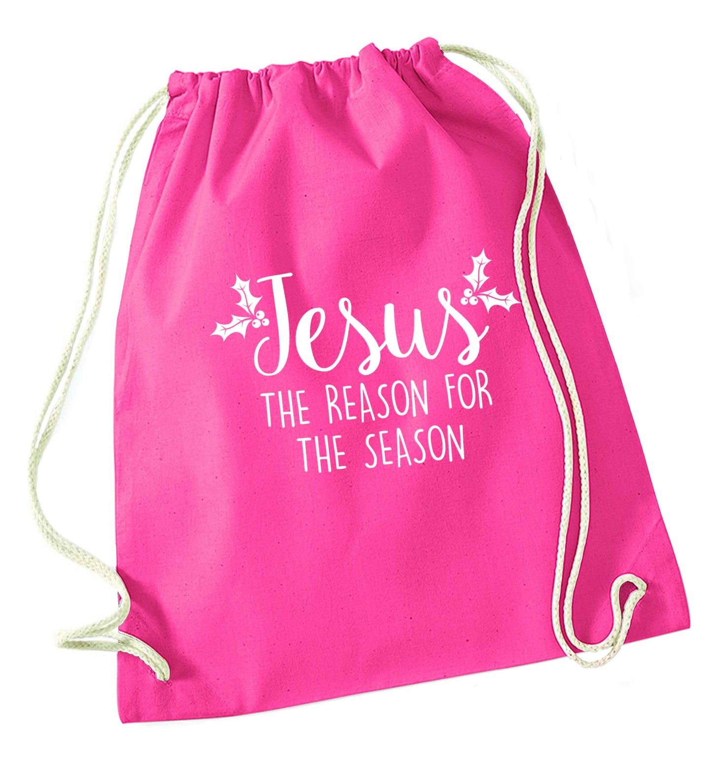 Jesus the reason for the season pink drawstring bag