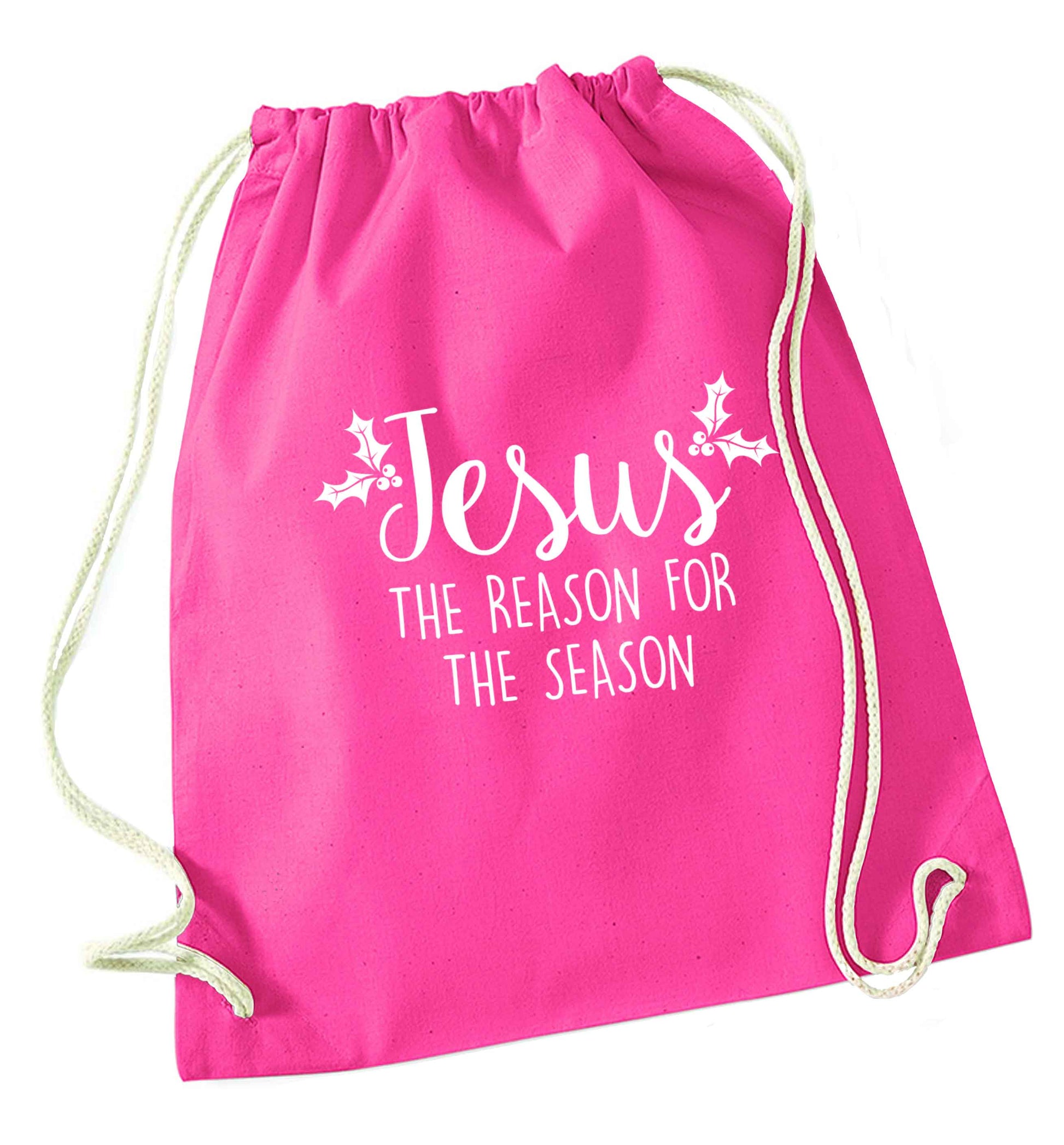Jesus the reason for the season pink drawstring bag