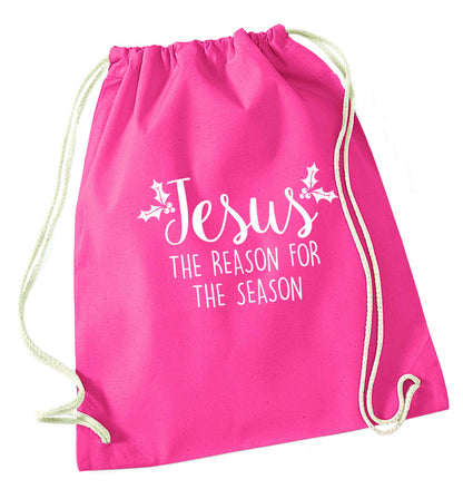 Jesus the reason for the season pink drawstring bag
