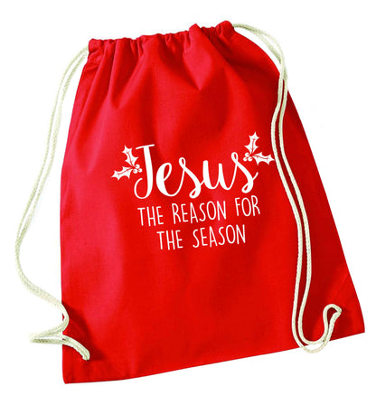 Jesus the reason for the season red drawstring bag 
