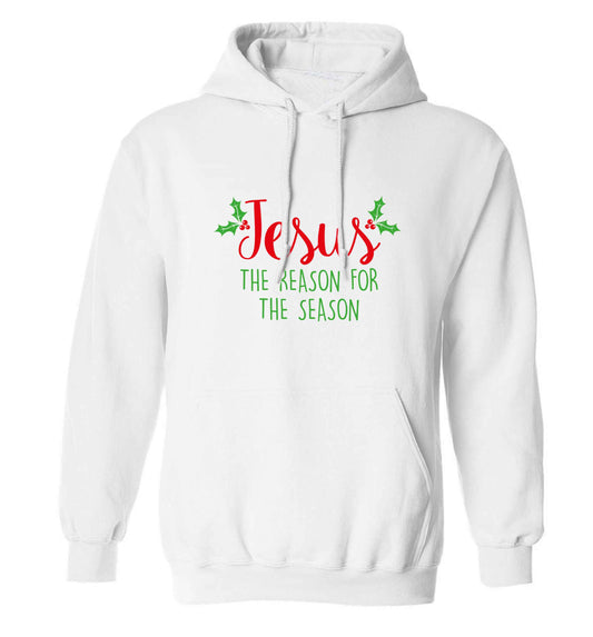 Jesus the reason for the season adults unisex white hoodie 2XL