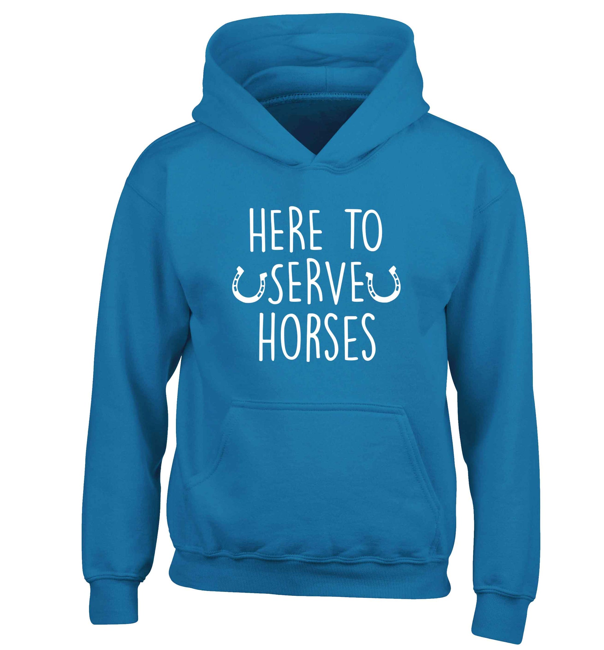 Here to serve horses children's blue hoodie 12-13 Years
