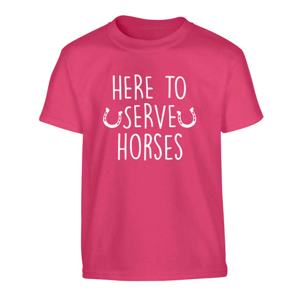 Here to serve horses Children's pink Tshirt 12-13 Years