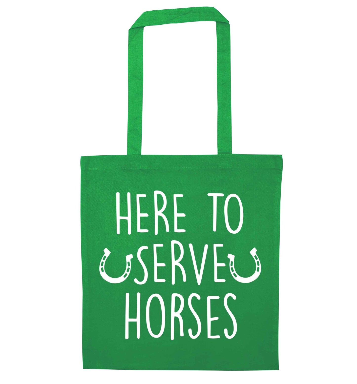 Here to serve horses green tote bag