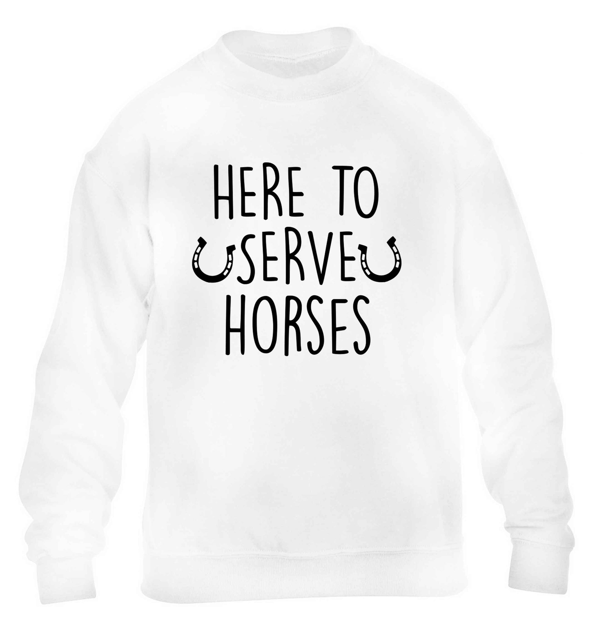 Here to serve horses children's white sweater 12-13 Years