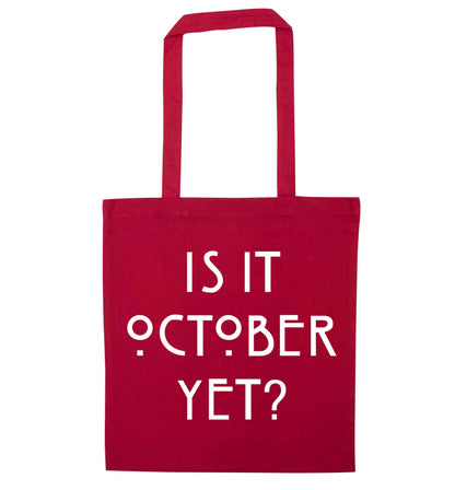 Is it halloween yet? red tote bag