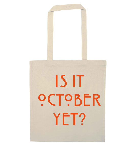 Is it halloween yet? natural tote bag