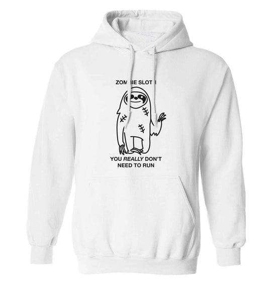 Zombie sloth you really don't need to run adults unisex white hoodie 2XL