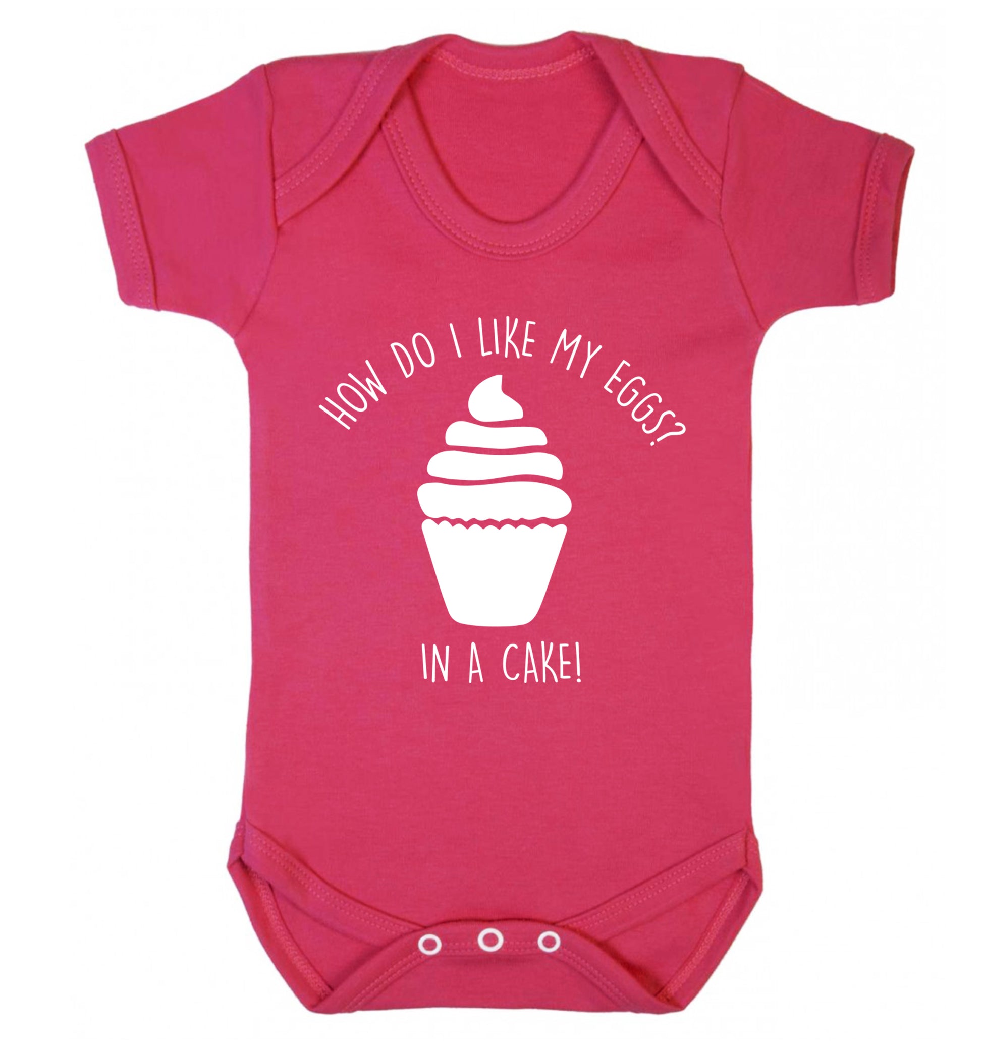 How do I like my eggs? In a cake! Baby Vest dark pink 18-24 months