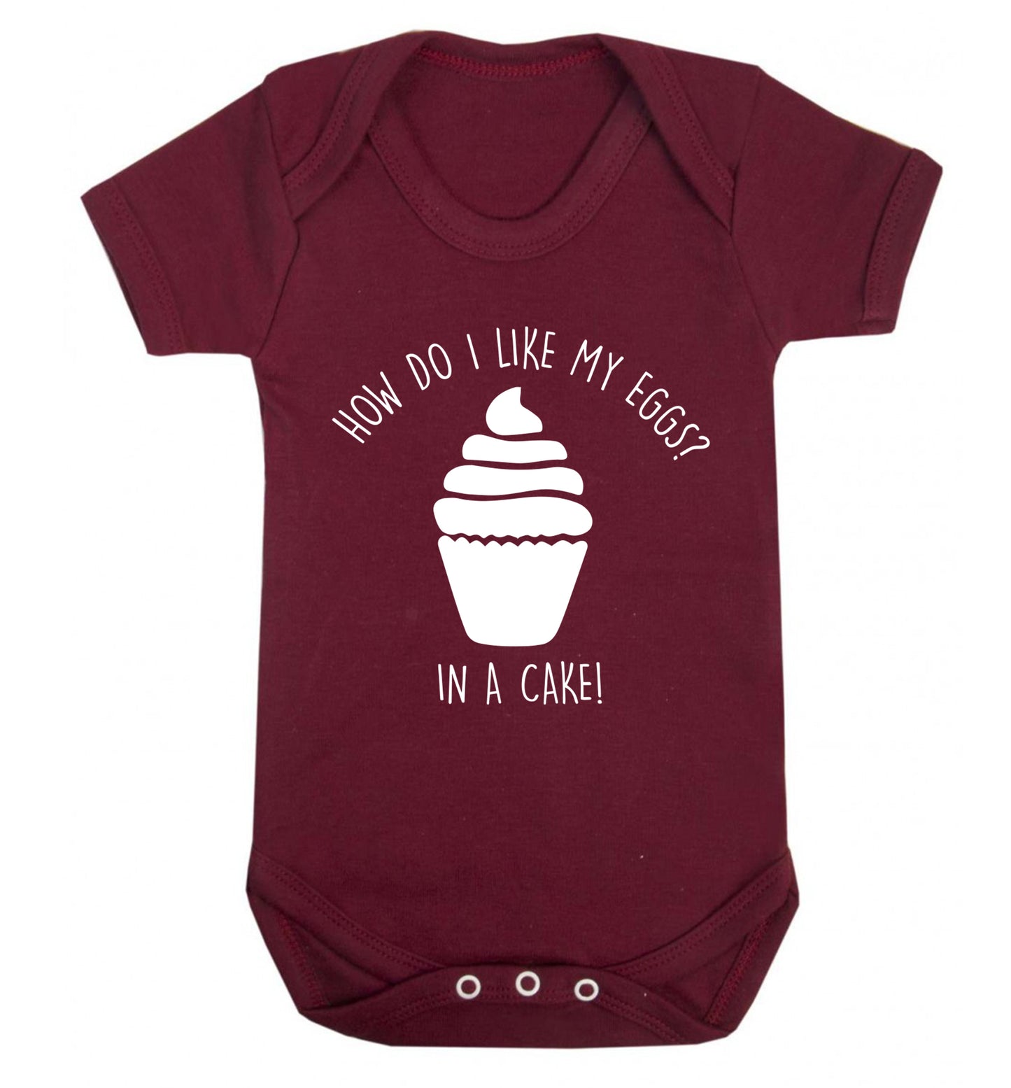 How do I like my eggs? In a cake! Baby Vest maroon 18-24 months