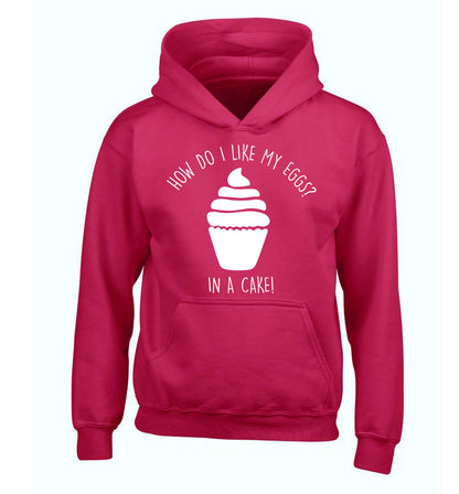 How do I like my eggs? In a cake! children's pink hoodie 12-14 Years