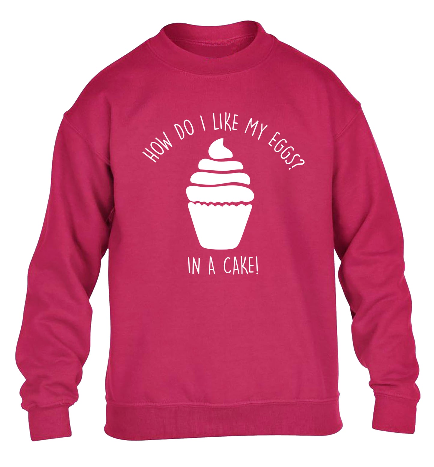 How do I like my eggs? In a cake! children's pink sweater 12-14 Years