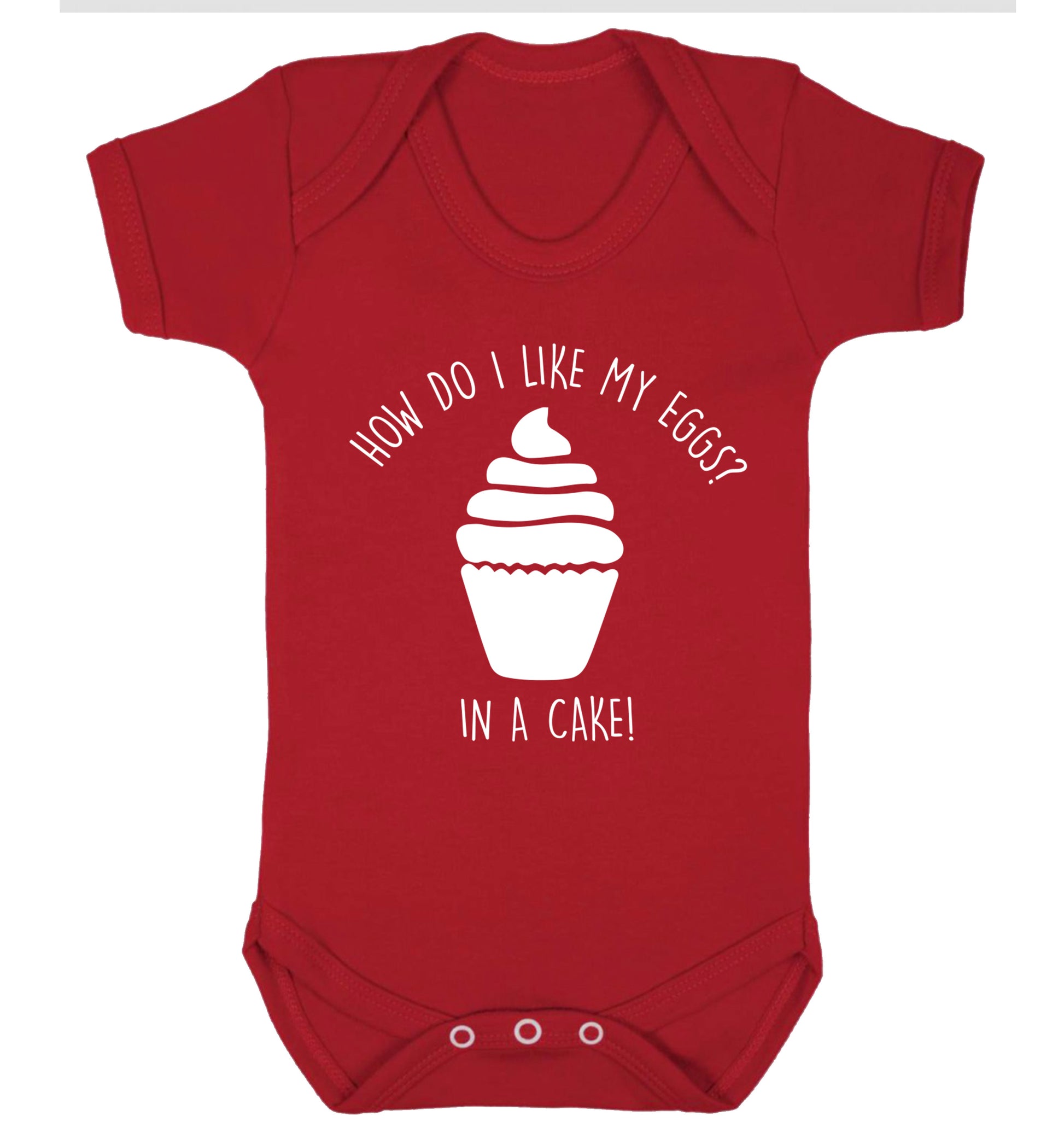 How do I like my eggs? In a cake! Baby Vest red 18-24 months