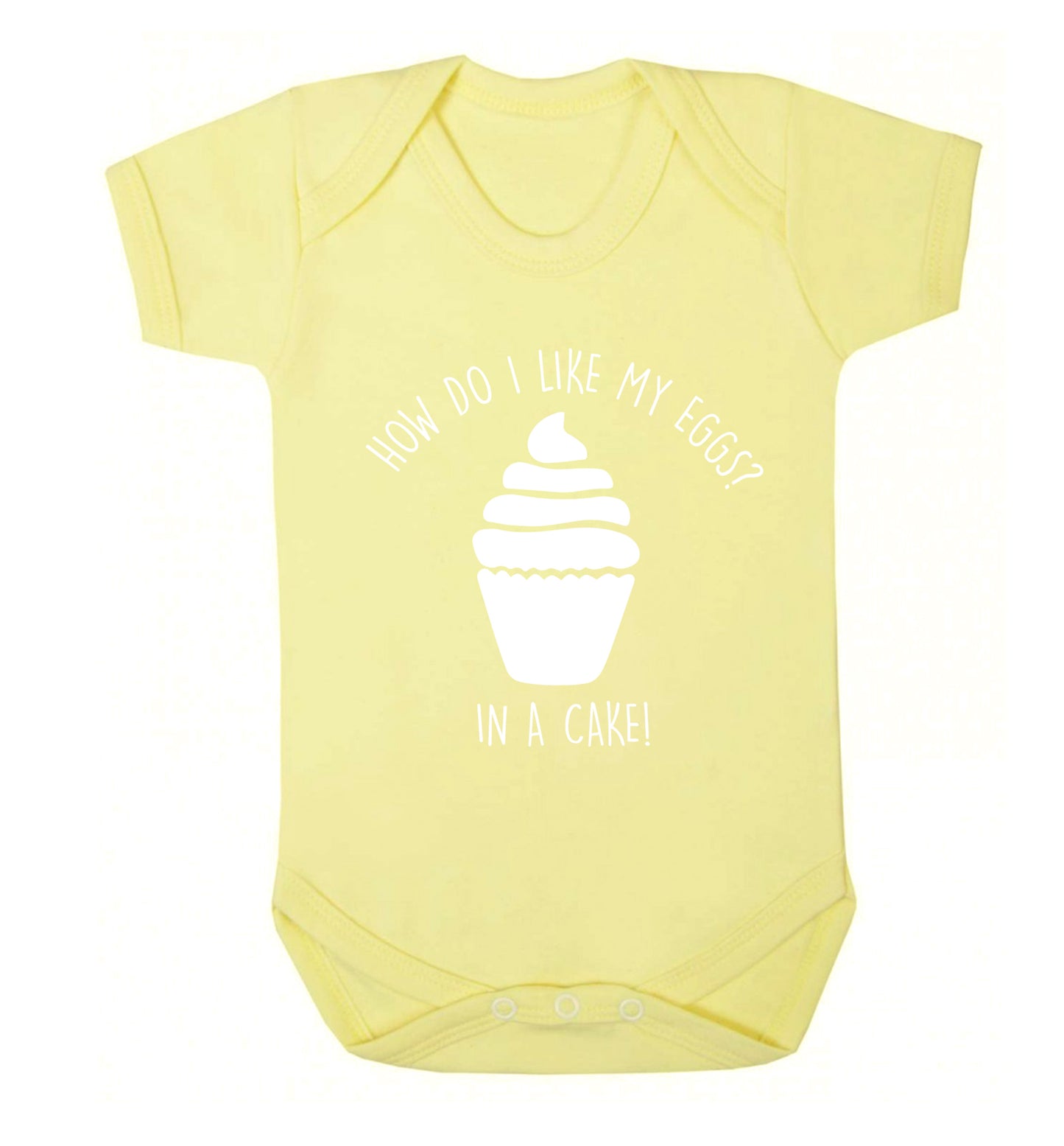 How do I like my eggs? In a cake! Baby Vest pale yellow 18-24 months