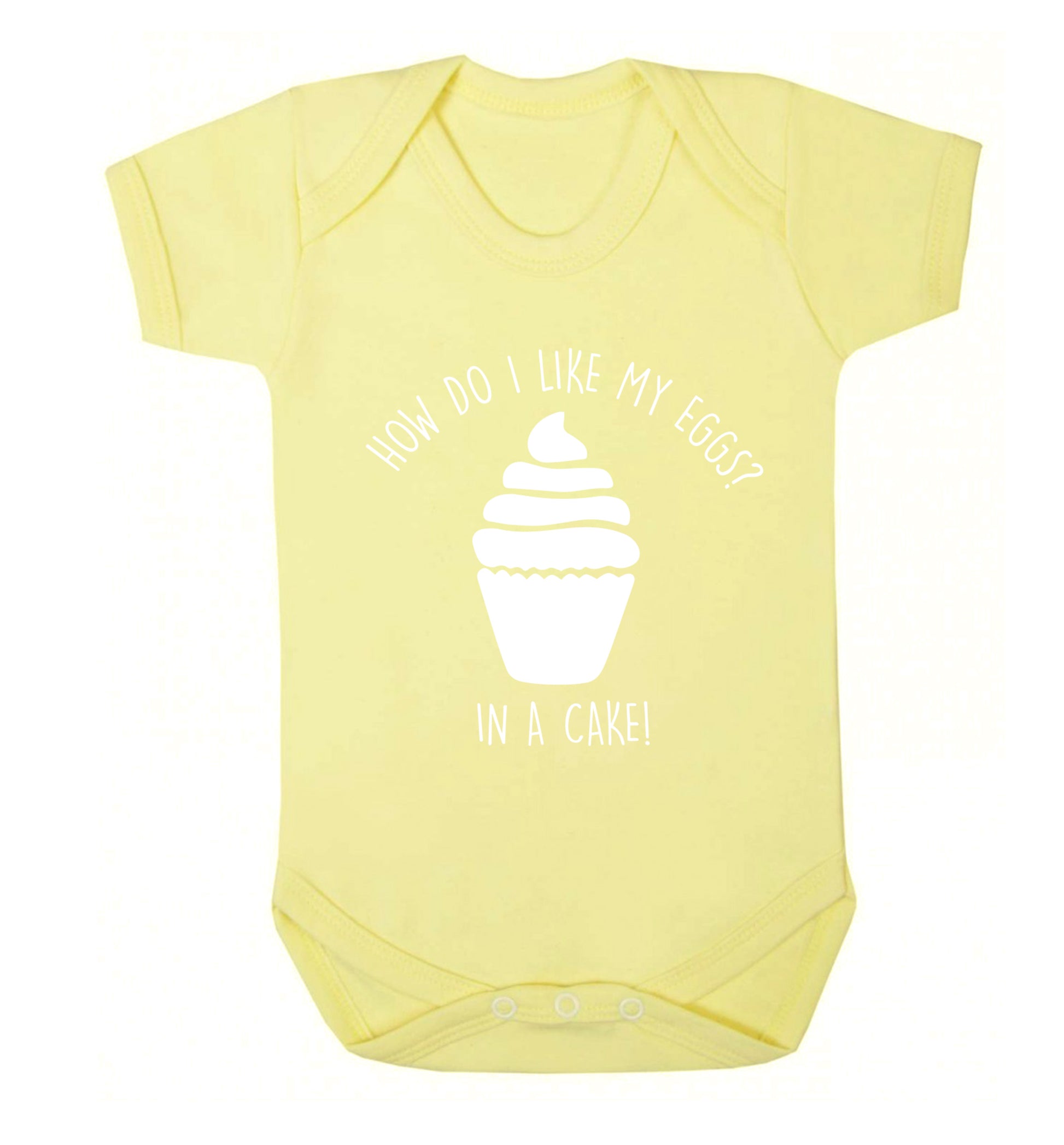 How do I like my eggs? In a cake! Baby Vest pale yellow 18-24 months