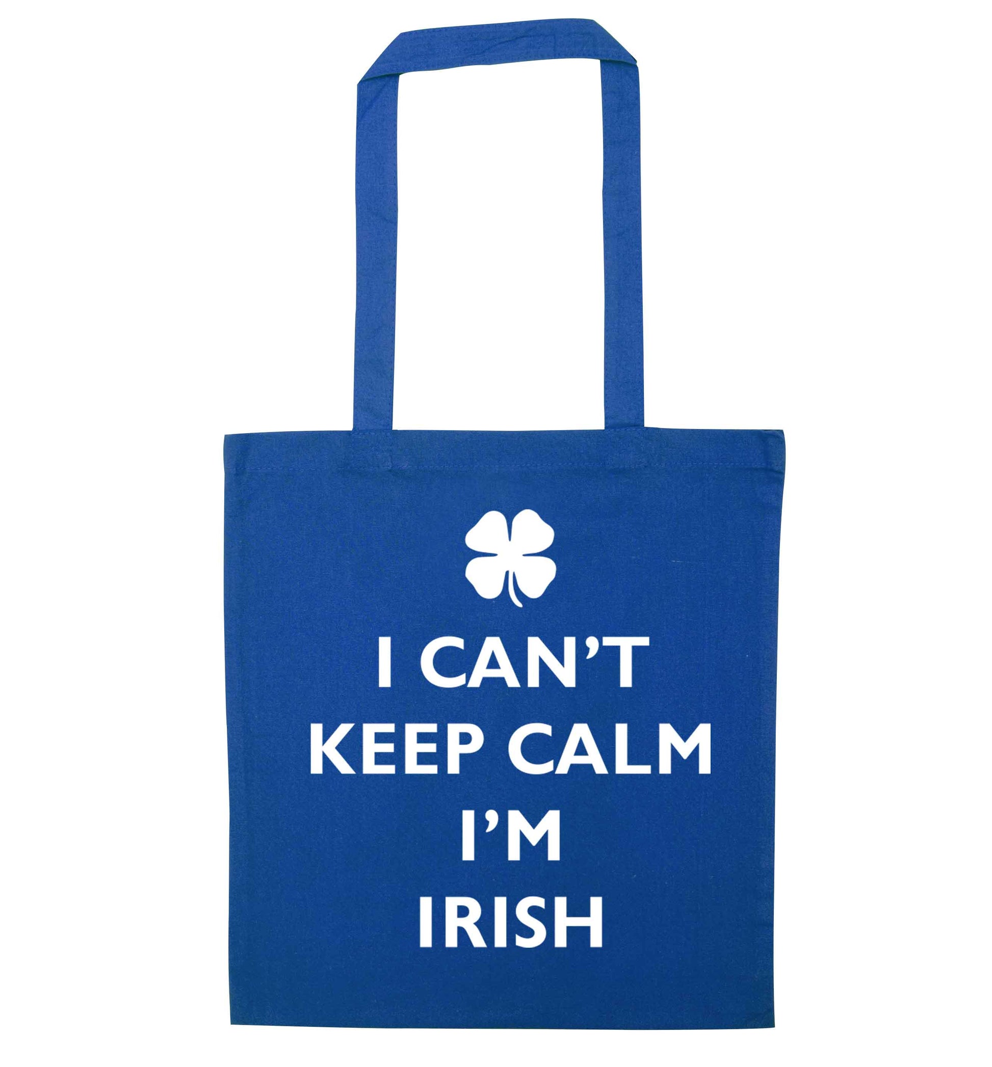I can't keep calm I'm Irish blue tote bag