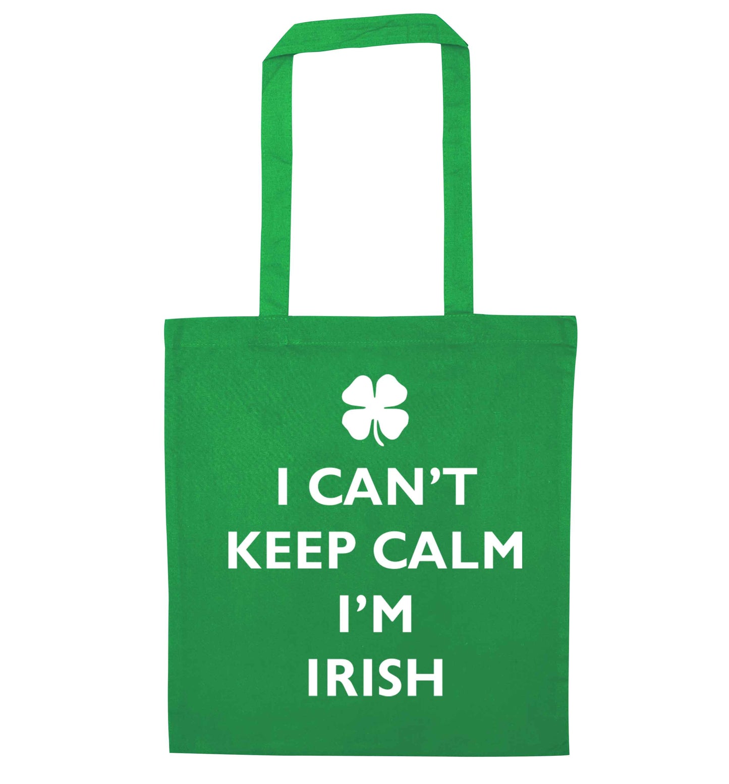 I can't keep calm I'm Irish green tote bag