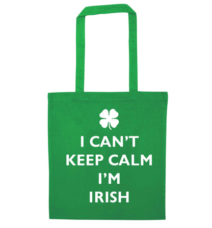 I can't keep calm I'm Irish green tote bag