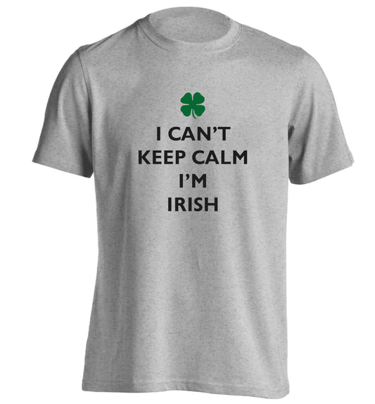 I can't keep calm I'm Irish adults unisex grey Tshirt 2XL