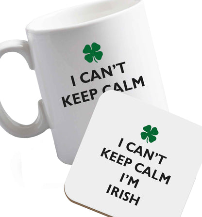 10 oz Favourite Type Pan Pancake ceramic mug and coaster set right handed