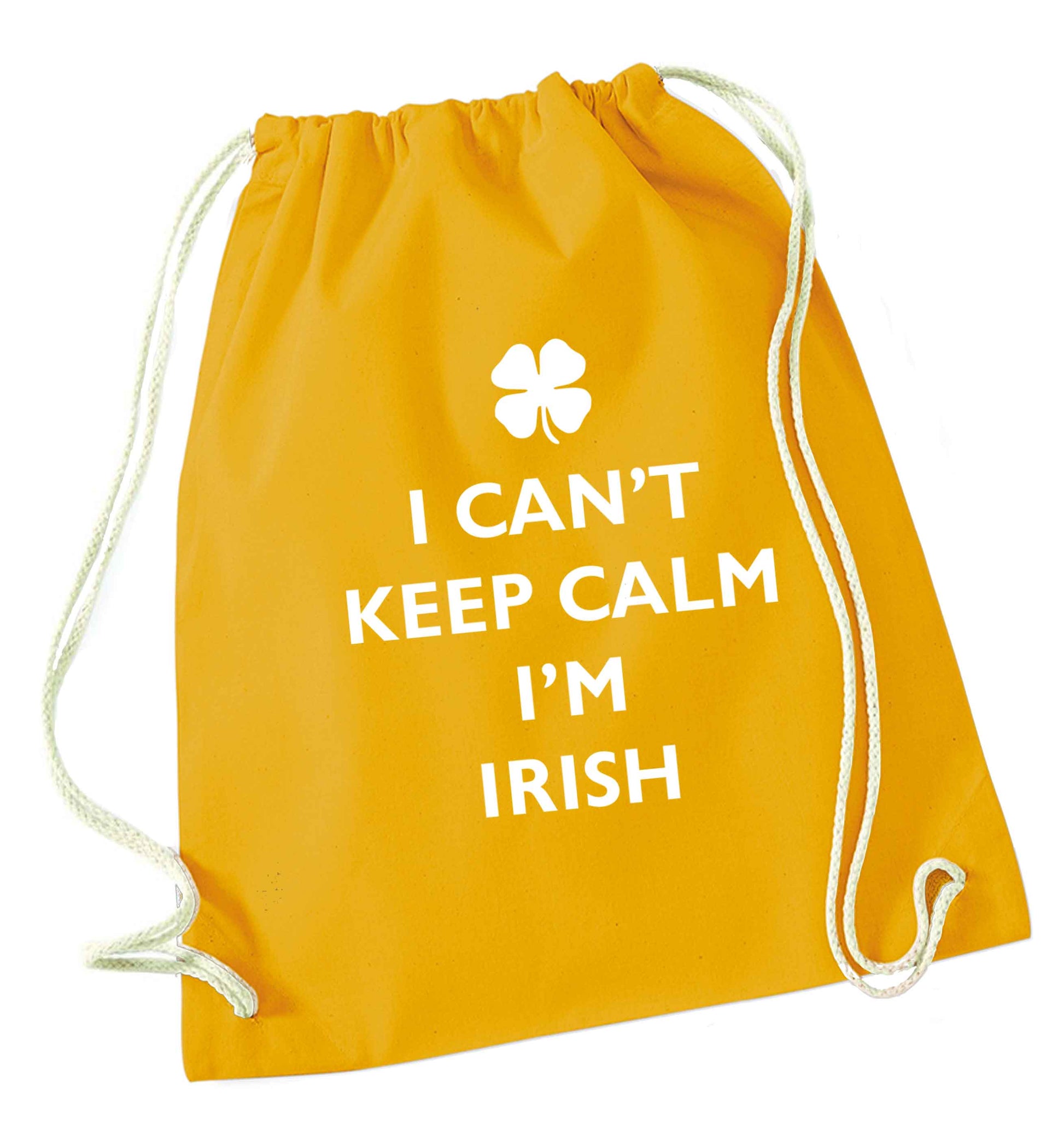 I can't keep calm I'm Irish mustard drawstring bag