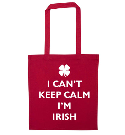 I can't keep calm I'm Irish red tote bag