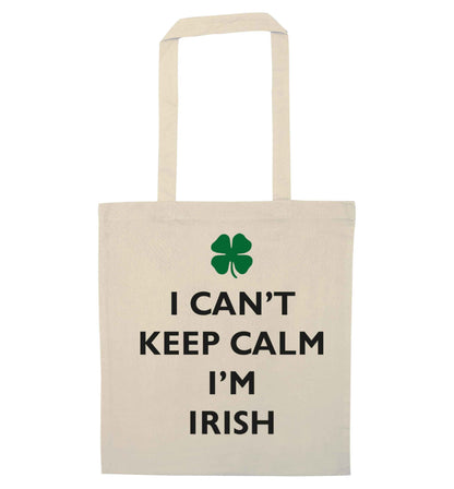 I can't keep calm I'm Irish natural tote bag