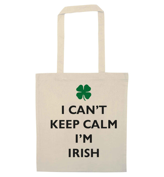 I can't keep calm I'm Irish natural tote bag