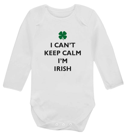 I can't keep calm I'm Irish baby vest long sleeved white 6-12 months