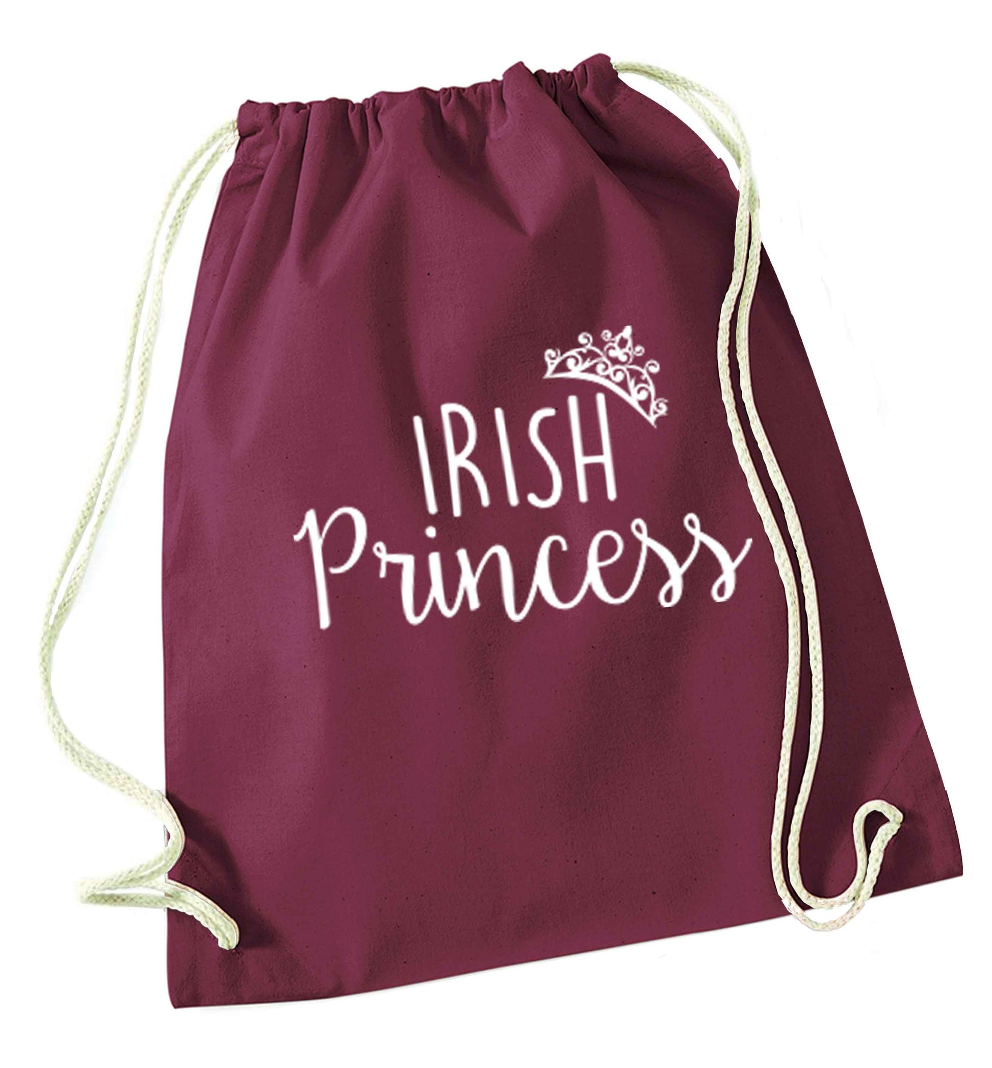 Irish princess maroon drawstring bag