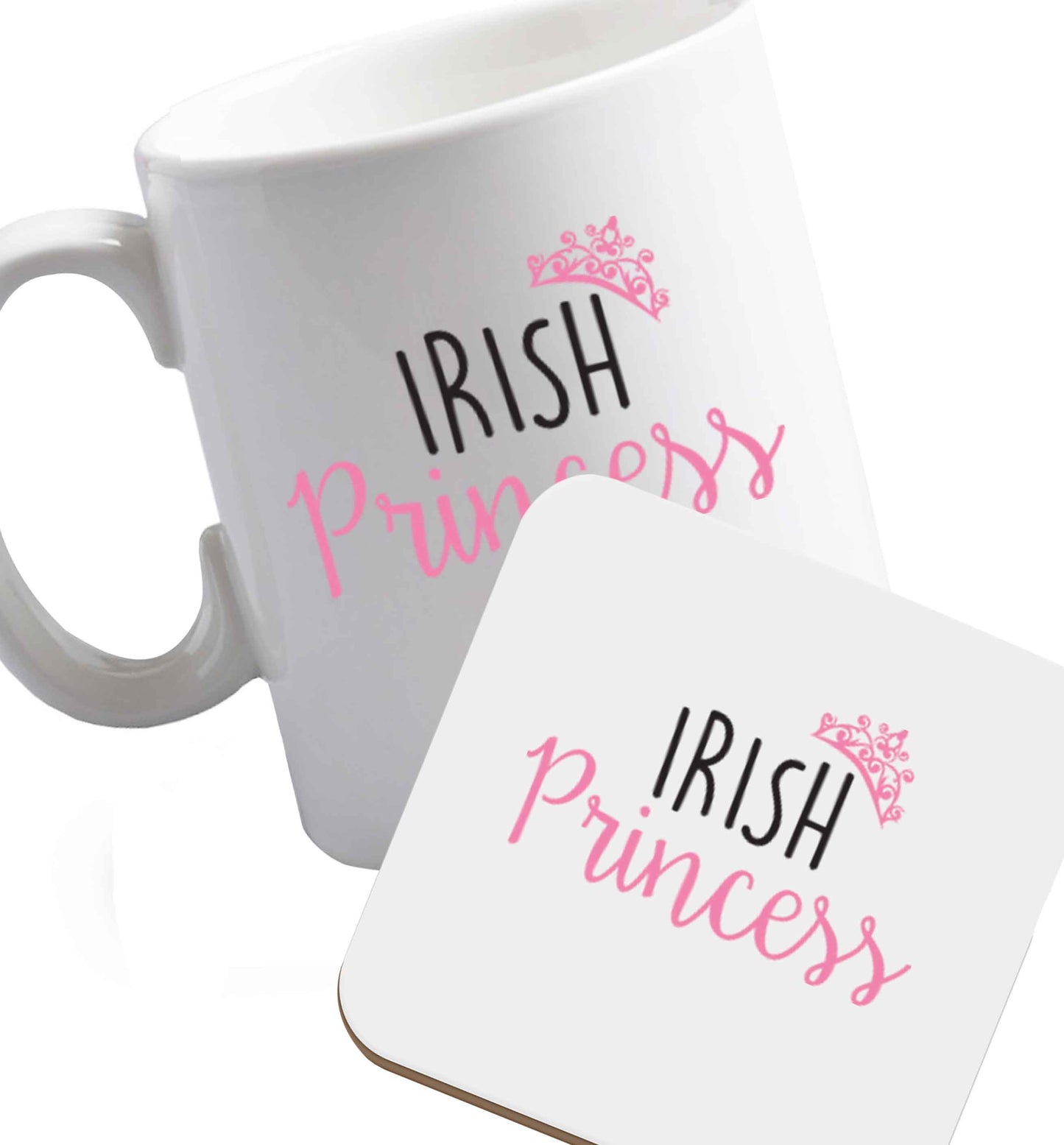 10 oz Favourite Type Pan Pancake ceramic mug and coaster set right handed