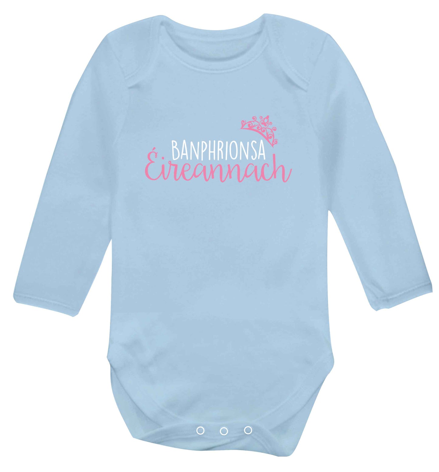 Banphrionsa eireannach baby vest long sleeved pale blue 6-12 months