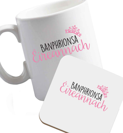 10 oz Favourite Type Pan Pancake ceramic mug and coaster set right handed