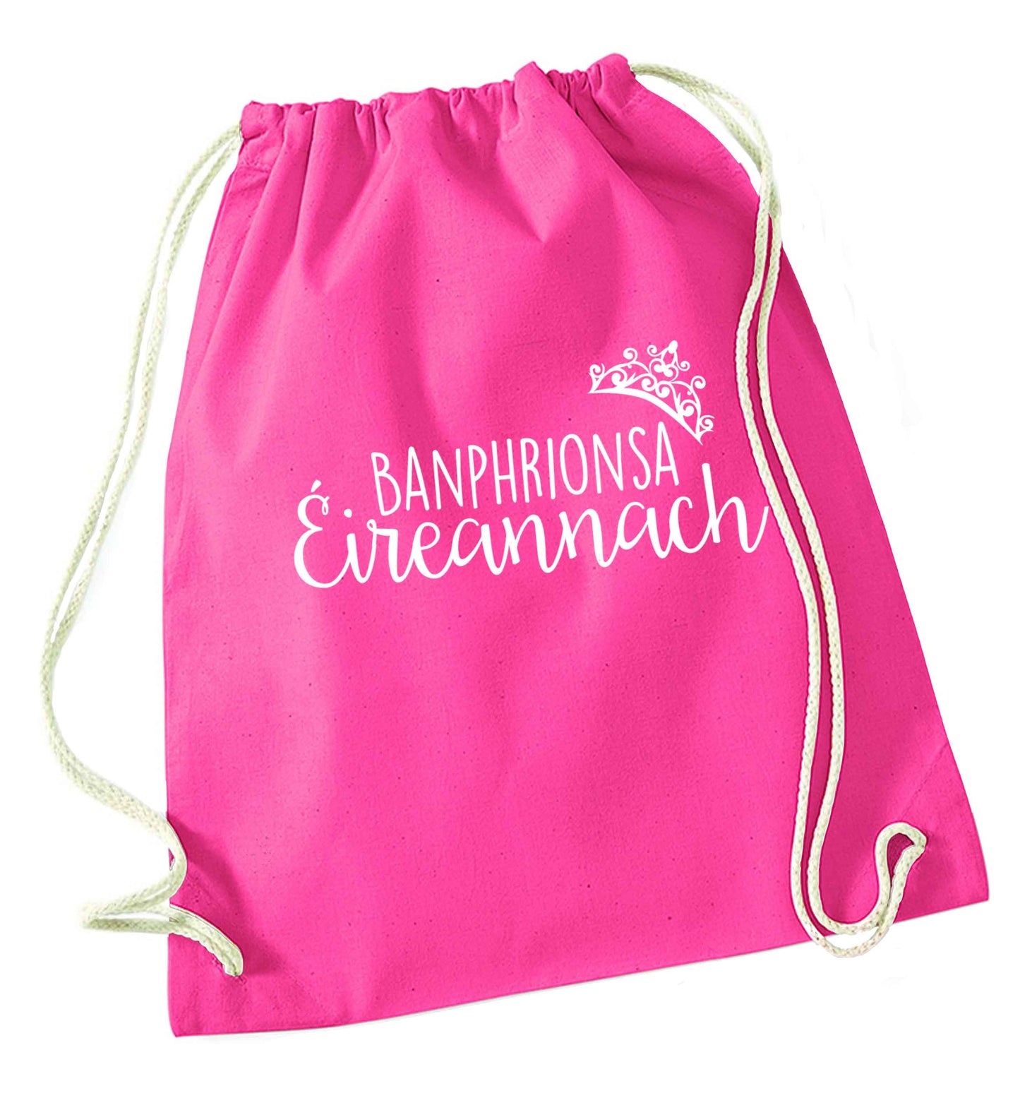 Banphrionsa eireannach pink drawstring bag
