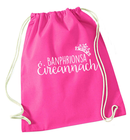 Banphrionsa eireannach pink drawstring bag
