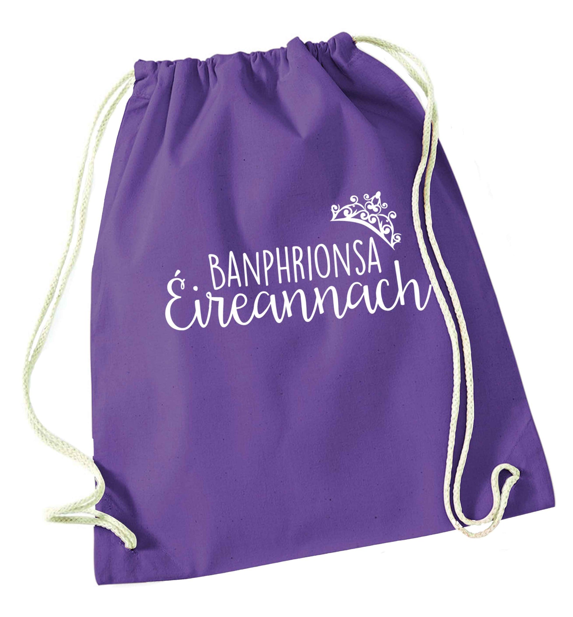 Banphrionsa eireannach purple drawstring bag