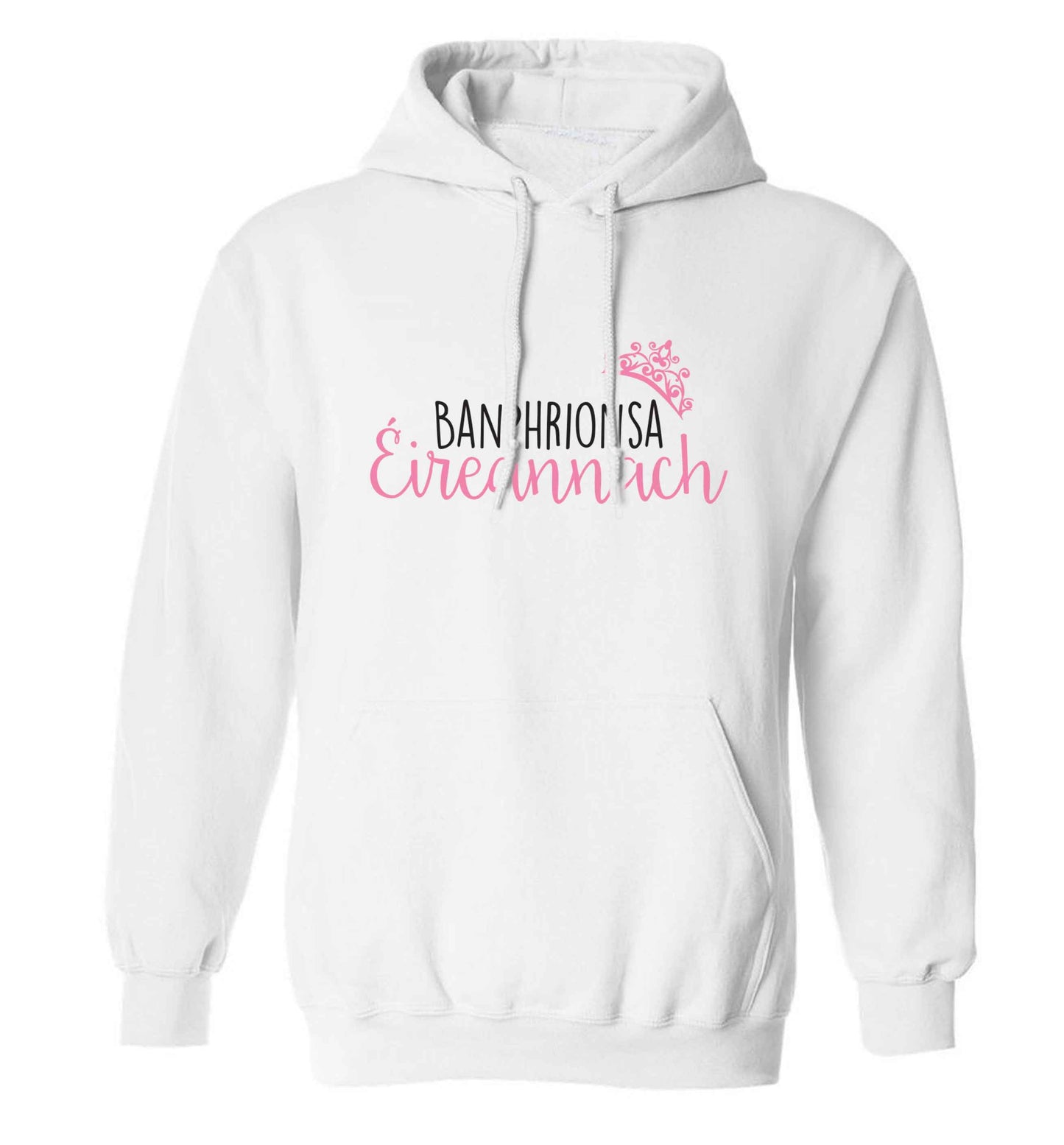 Banphrionsa eireannach adults unisex white hoodie 2XL