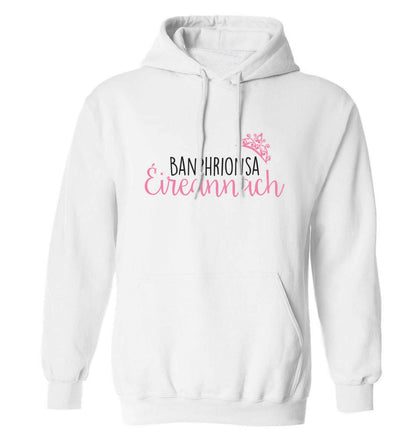 Banphrionsa eireannach adults unisex white hoodie 2XL