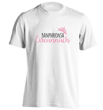 Banphrionsa eireannach adults unisex white Tshirt 2XL