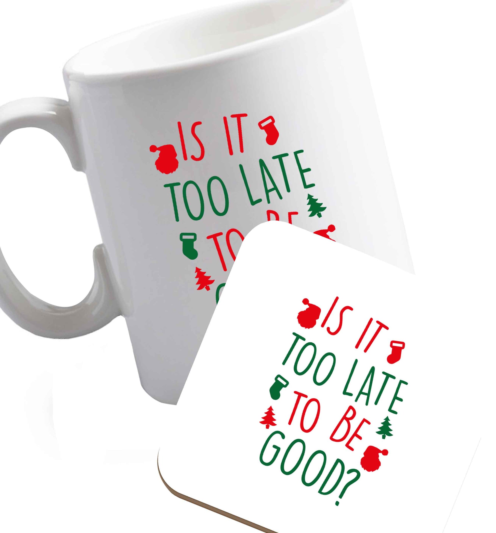 10 oz Favourite Type Pan Pancake ceramic mug and coaster set right handed