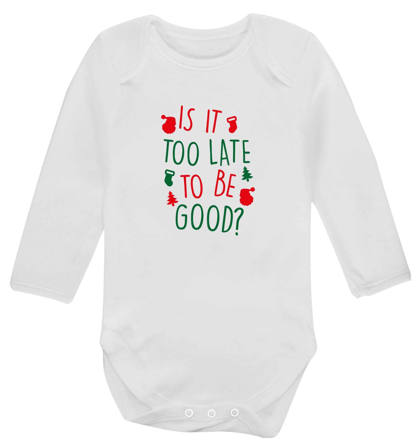 Too Late to be Good baby vest long sleeved white 6-12 months
