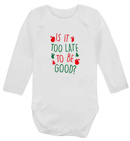 Too Late to be Good baby vest long sleeved white 6-12 months