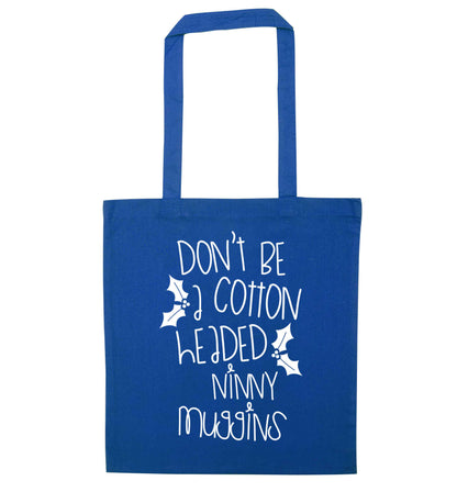 Too Late to be Good blue tote bag