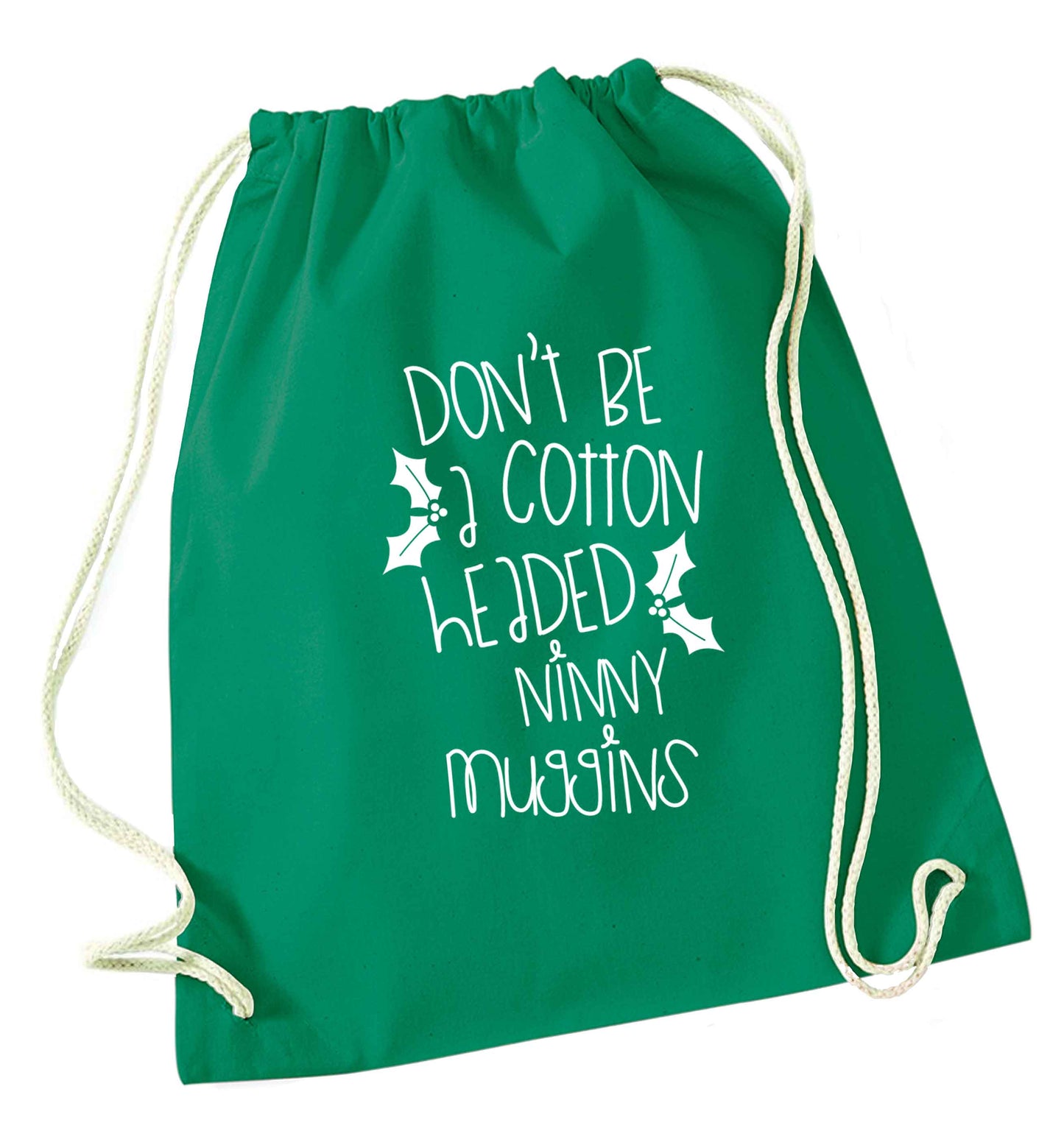 Too Late to be Good green drawstring bag