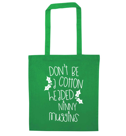 Too Late to be Good green tote bag