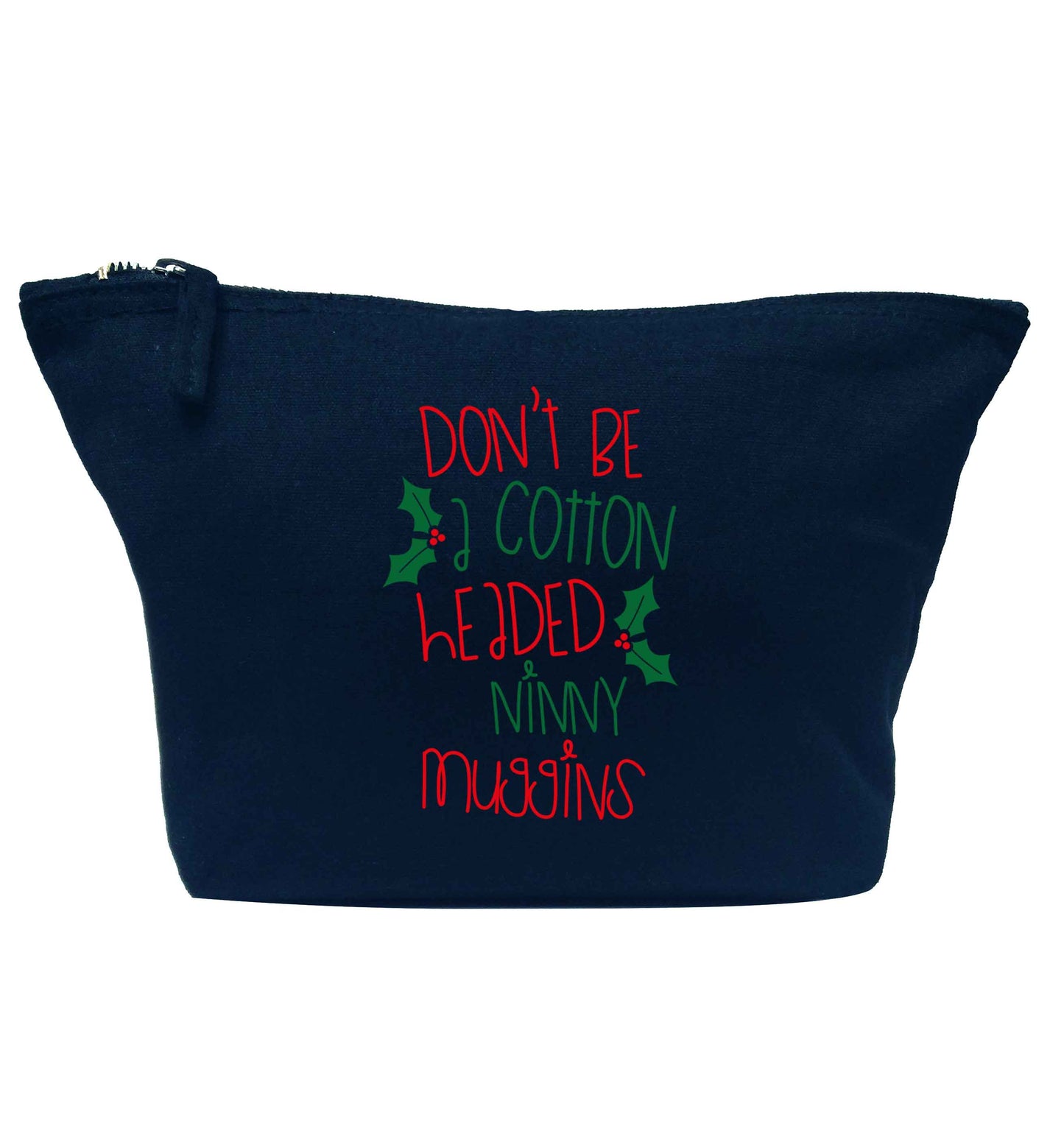 Too Late to be Good navy makeup bag