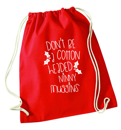 Too Late to be Good red drawstring bag 